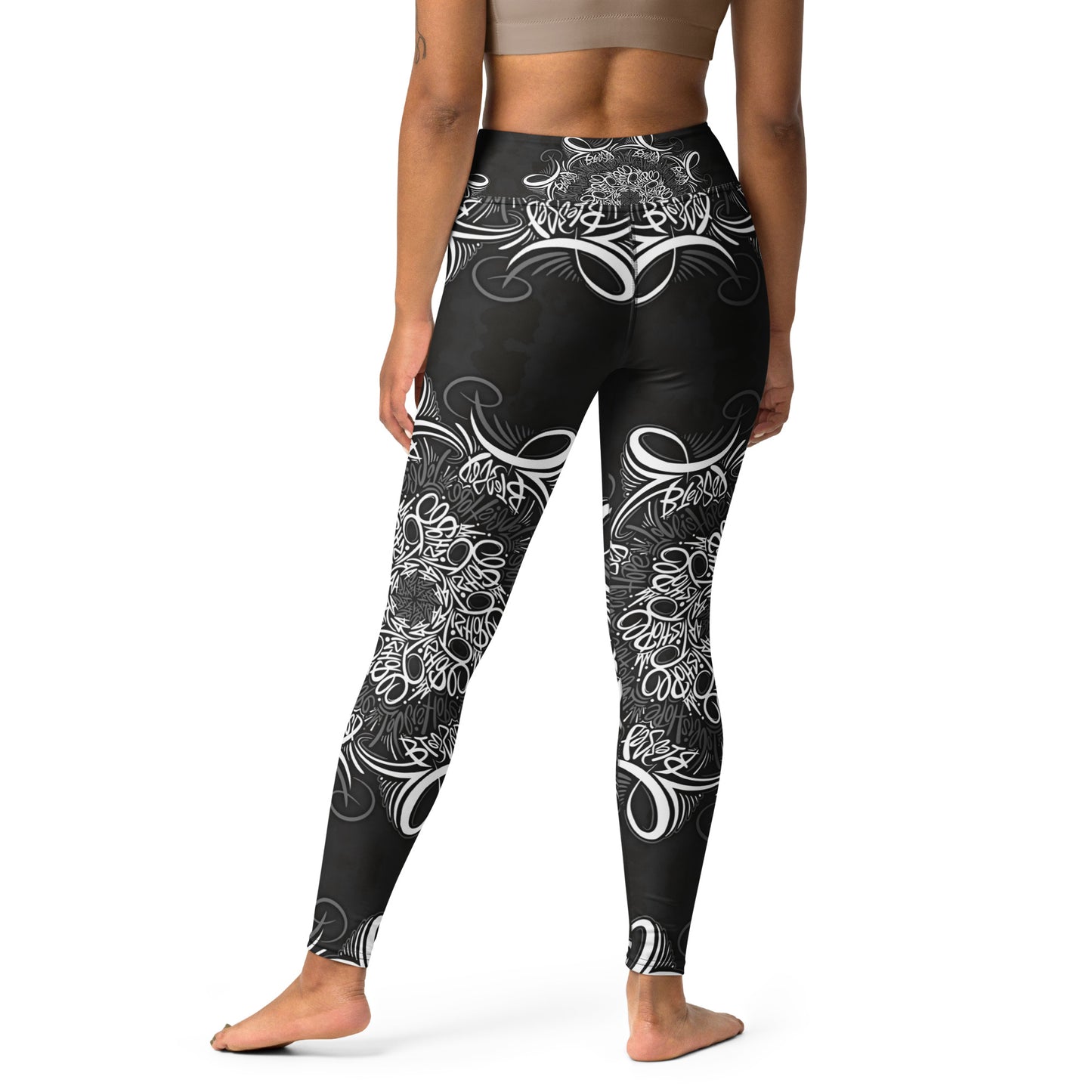 Mandala lettering Yoga Leggings