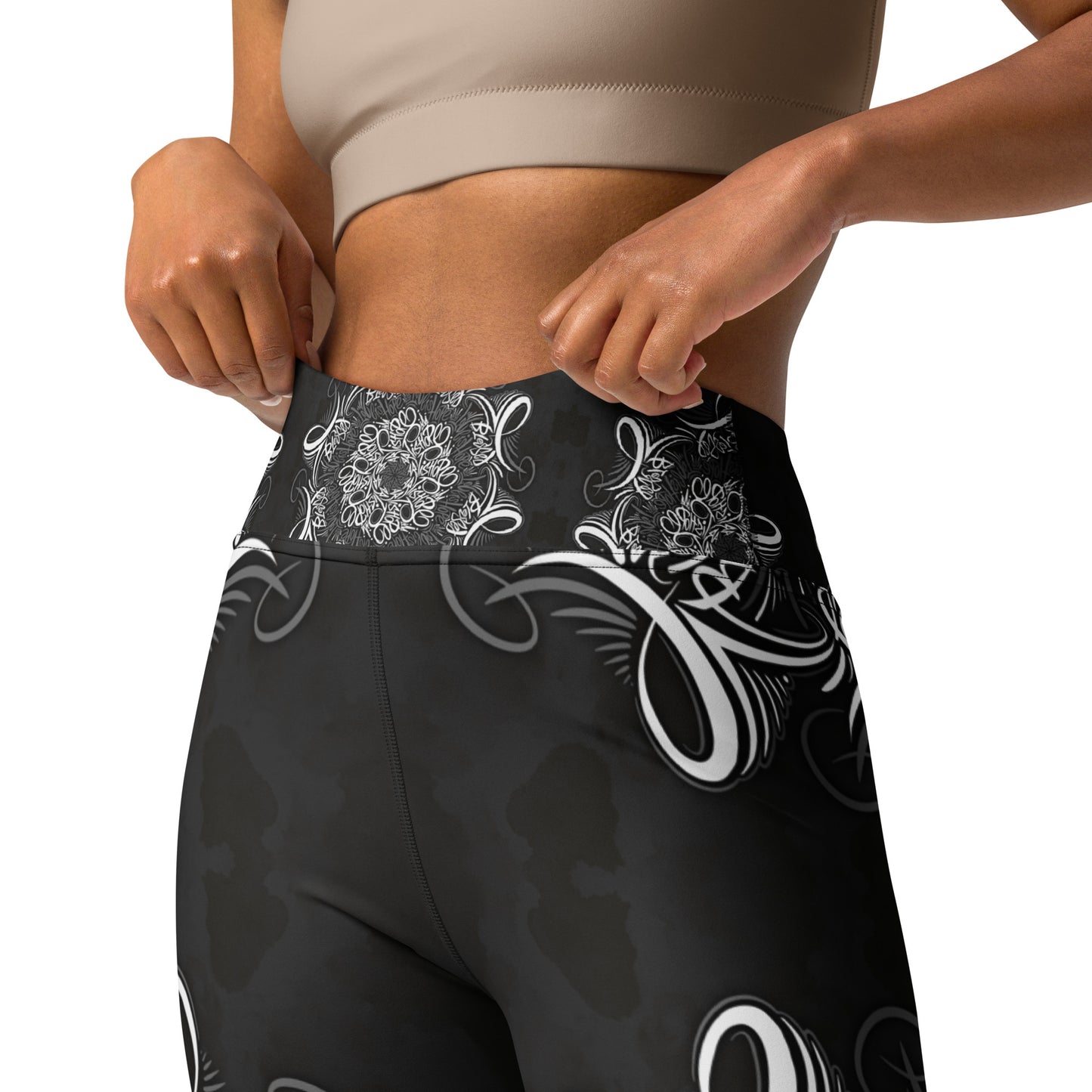 Mandala lettering Yoga Leggings