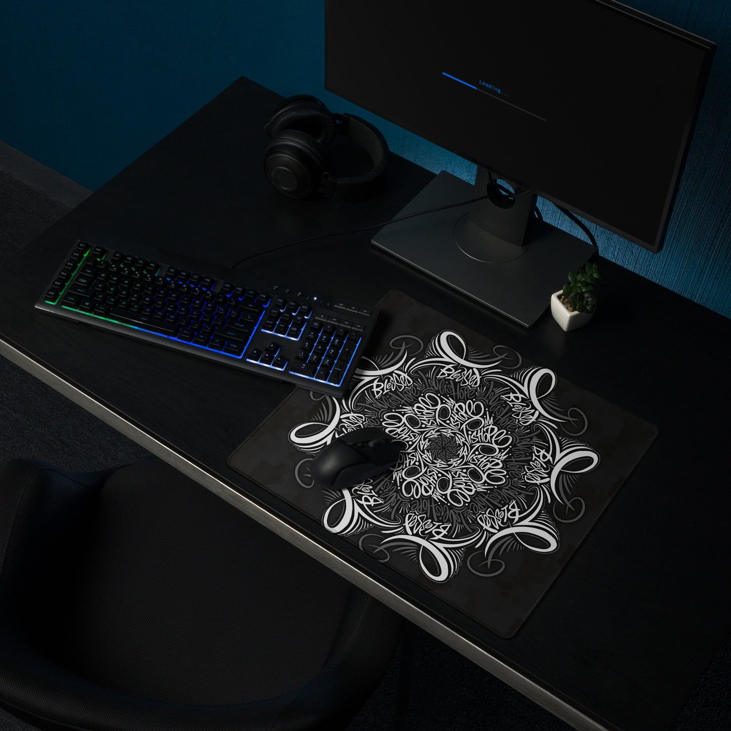 Mandala lettering Gaming mouse pad