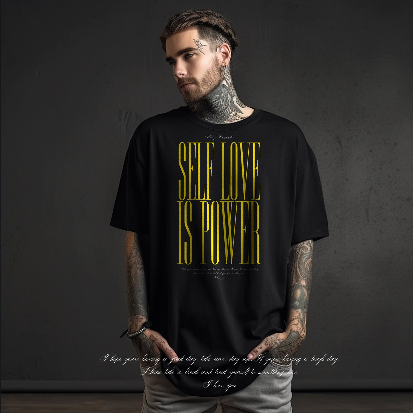 Self Love is power Oversized faded t-shirt