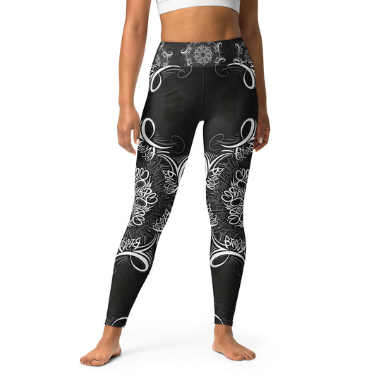 Mandala lettering Yoga Leggings