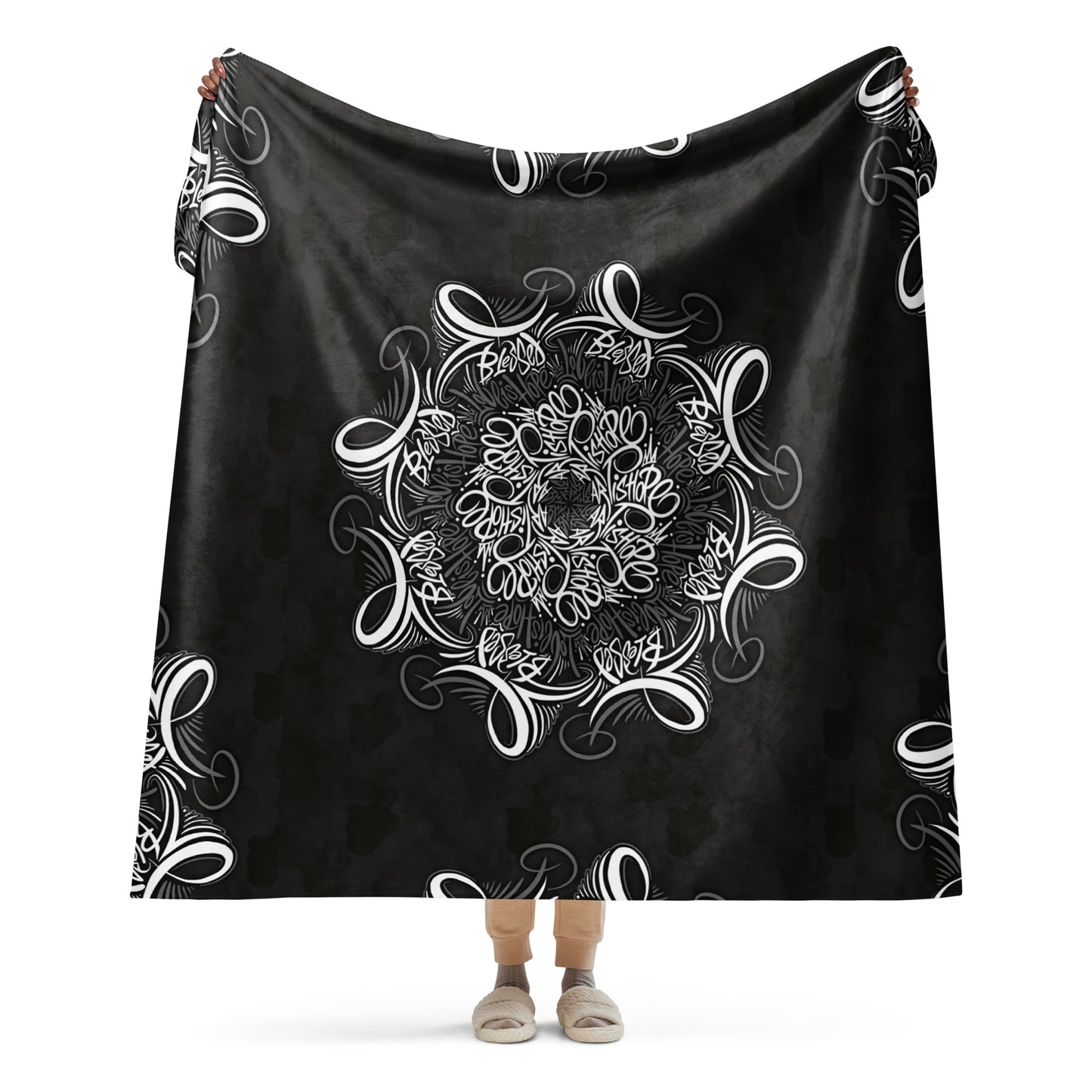Mandala Lettering Sherpa blanket